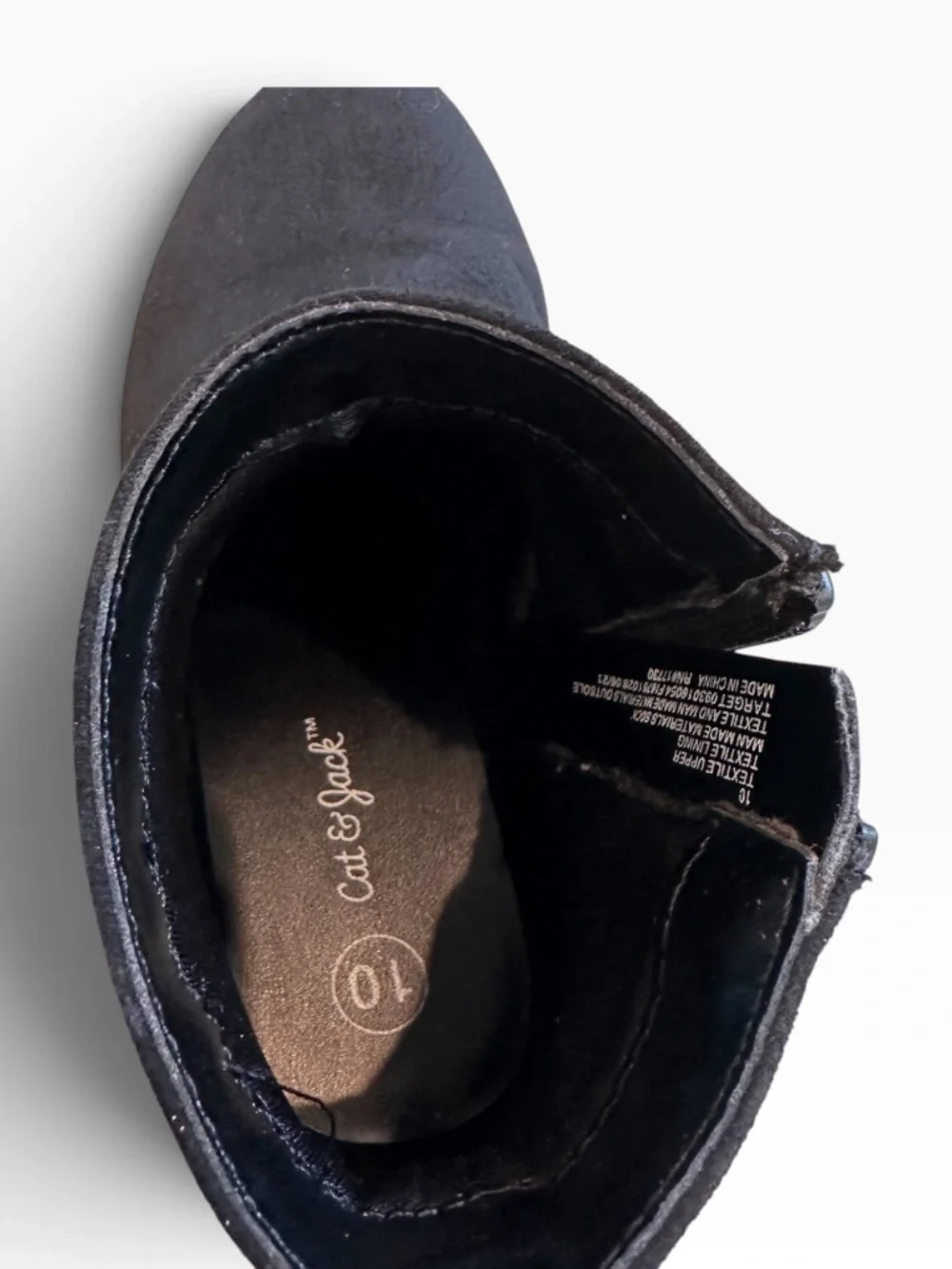 Cat & Jack Girls Black Faux Suede Side Zip Ankle Booties Size 10 Toddler 🥾